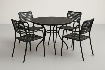 Ensemble Table et Chaises en Métal Noir pour Extérieur
