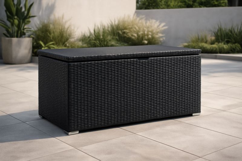Coffre de Rangement en Résine Tressée Noir