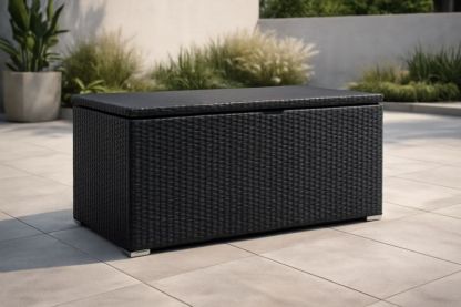 Coffre de Rangement en Résine Tressée Noir