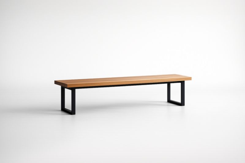 Banc en Bois de Chêne avec Structure en Métal Noir