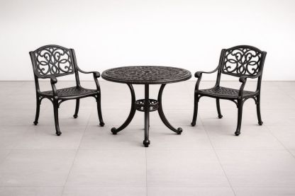 Ensemble de jardin en aluminium noir avec table ronde et chaises