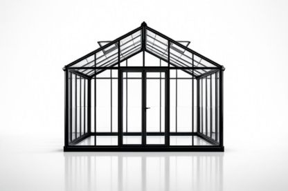 Serre en aluminium noir avec panneaux en verre trempé