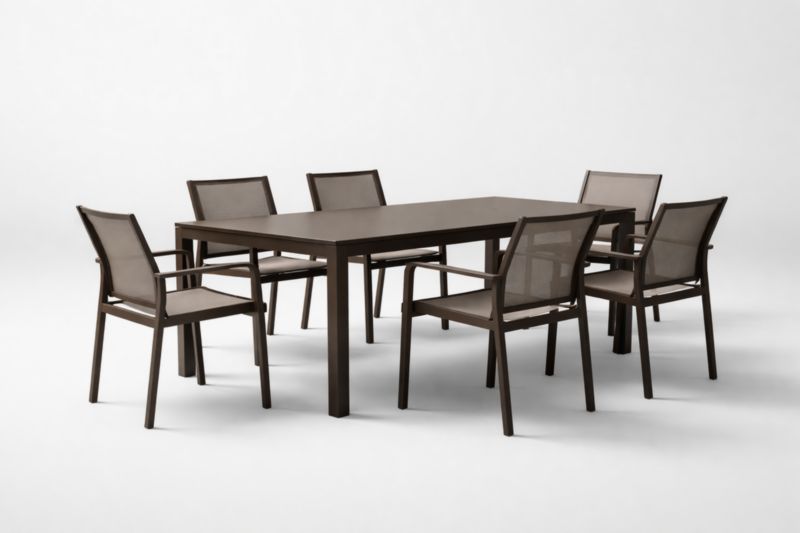 Ensemble table et chaises de jardin en aluminium brun