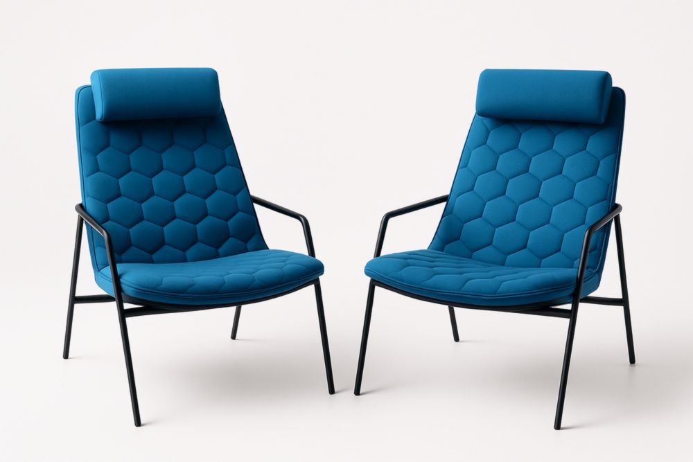 Lot de 2 fauteuils lounge en polyester bleu avec cadre en acier