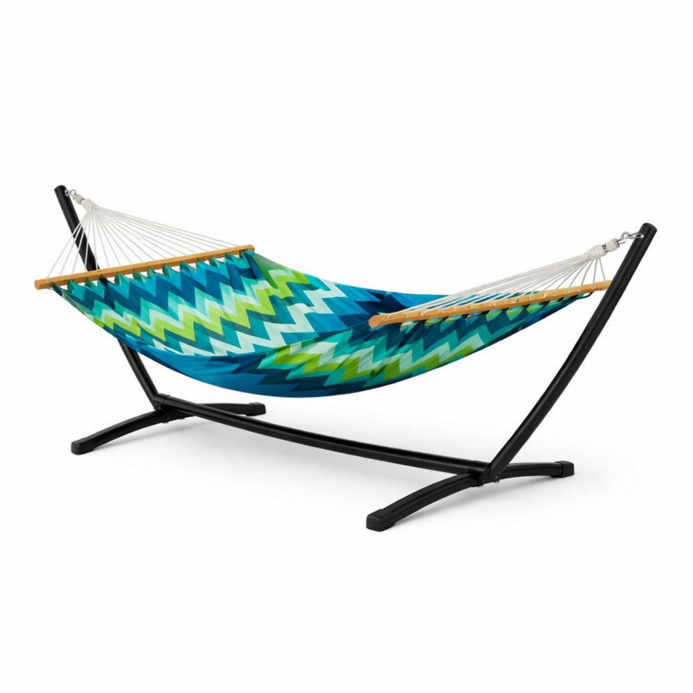 Hamac avec structure en métal et motif chevron