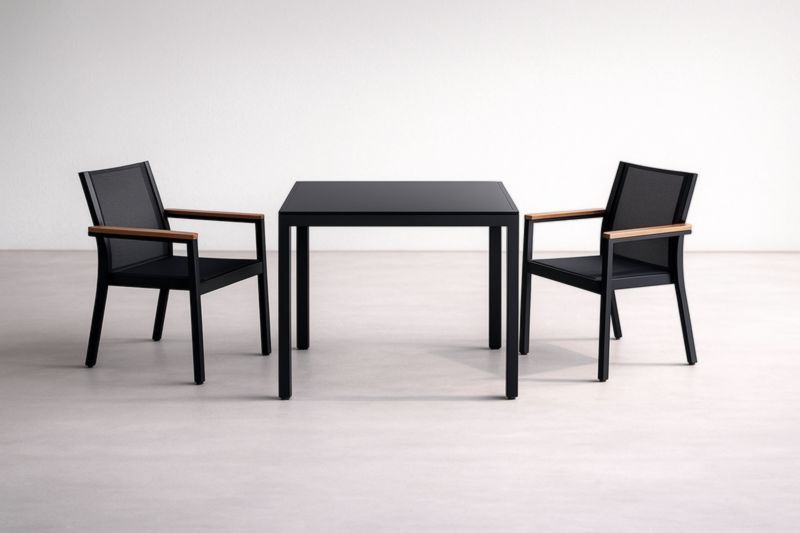 Ensemble Table et Chaises de Jardin en Aluminium et Bois Composite Noir
