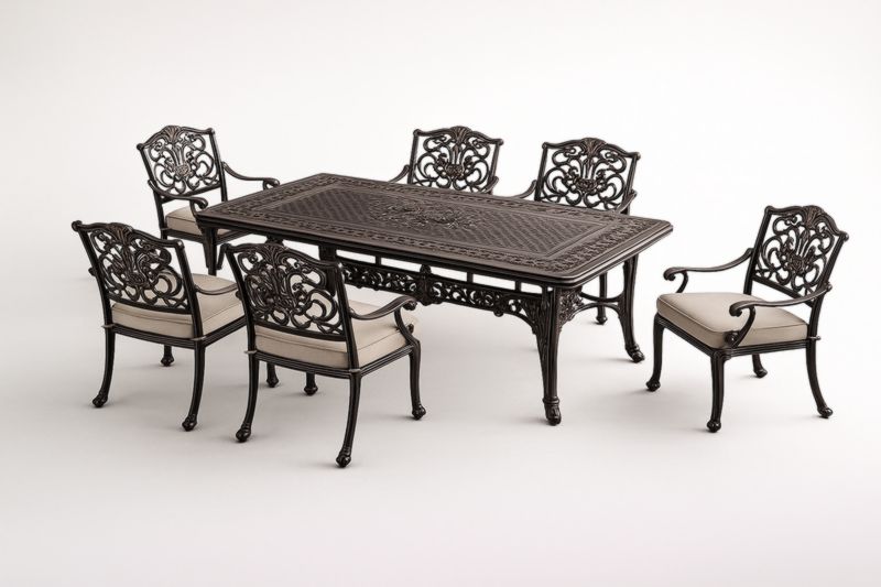 Ensemble de table et chaises de jardin en aluminium avec coussins