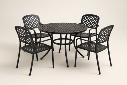 Ensemble de Table et Chaises de Jardin en Métal Noir