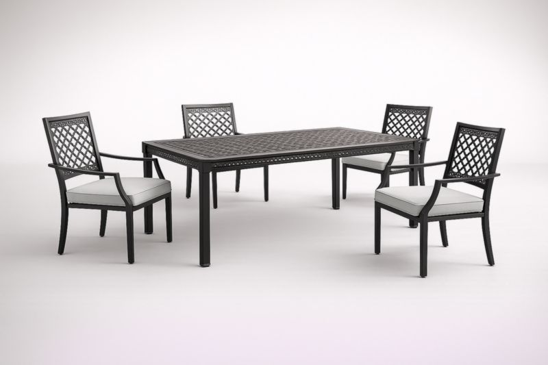 Ensemble de meubles de jardin en aluminium avec table rectangulaire et 4 chaises