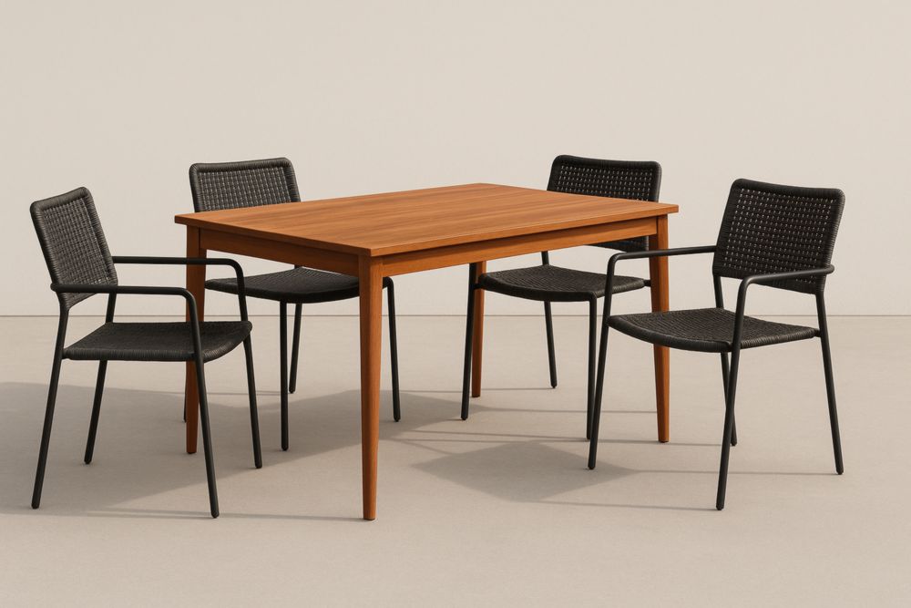 Ensemble Table et Chaises en Bois et Métal Noir