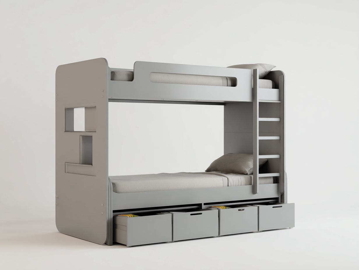 Literas - Madera - 204x102x172 cm - Gris claro/Gris - Estilo moderno-Cozygetyard