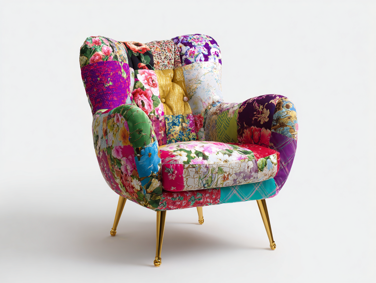 Sillón orejero - Tela-Metal - 88x92x108 cm - Multicolor - estilo contemporáneo-Cozygetyard