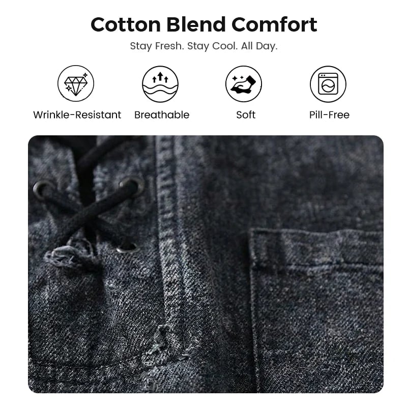 🌸Spring sale: 50% off👕Men Gothic Retro T-Shirt, Lace-up V-neck, Linen Pocket