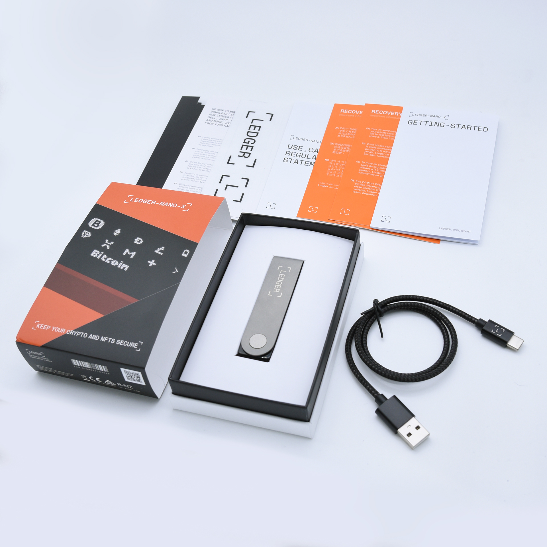 Ledger Nano X Bluetooth Crypto Hardware Wallet Unboxed With Accessories and User Guides