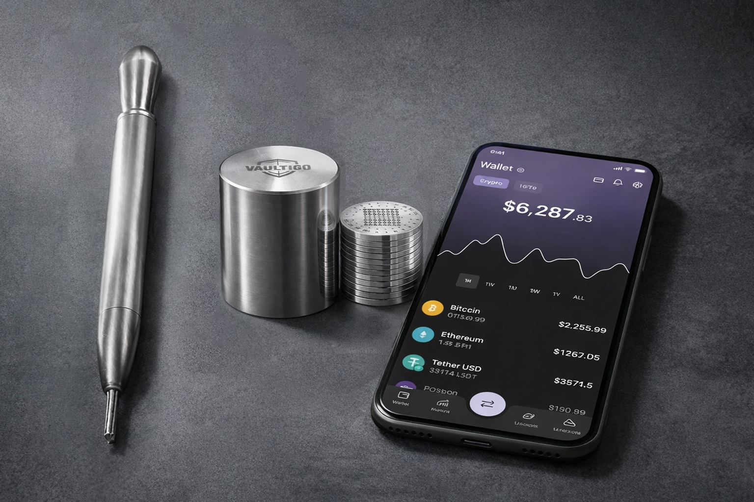 Stainless Steel Capsule Seed Phrase Backup Plate