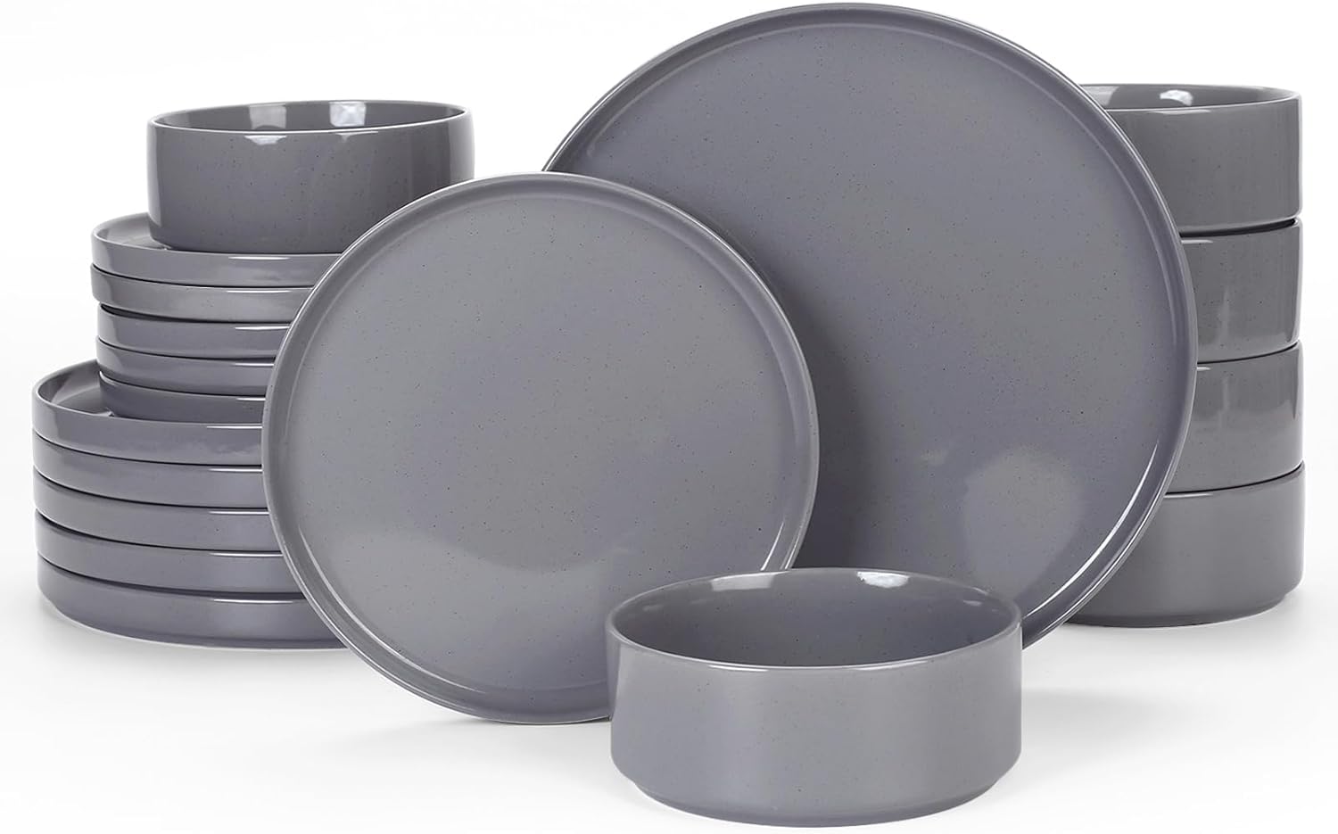 Nebula Plates and Bowls Set, 12 Pieces Dinnerware Sets, Dishes Set for 4, White