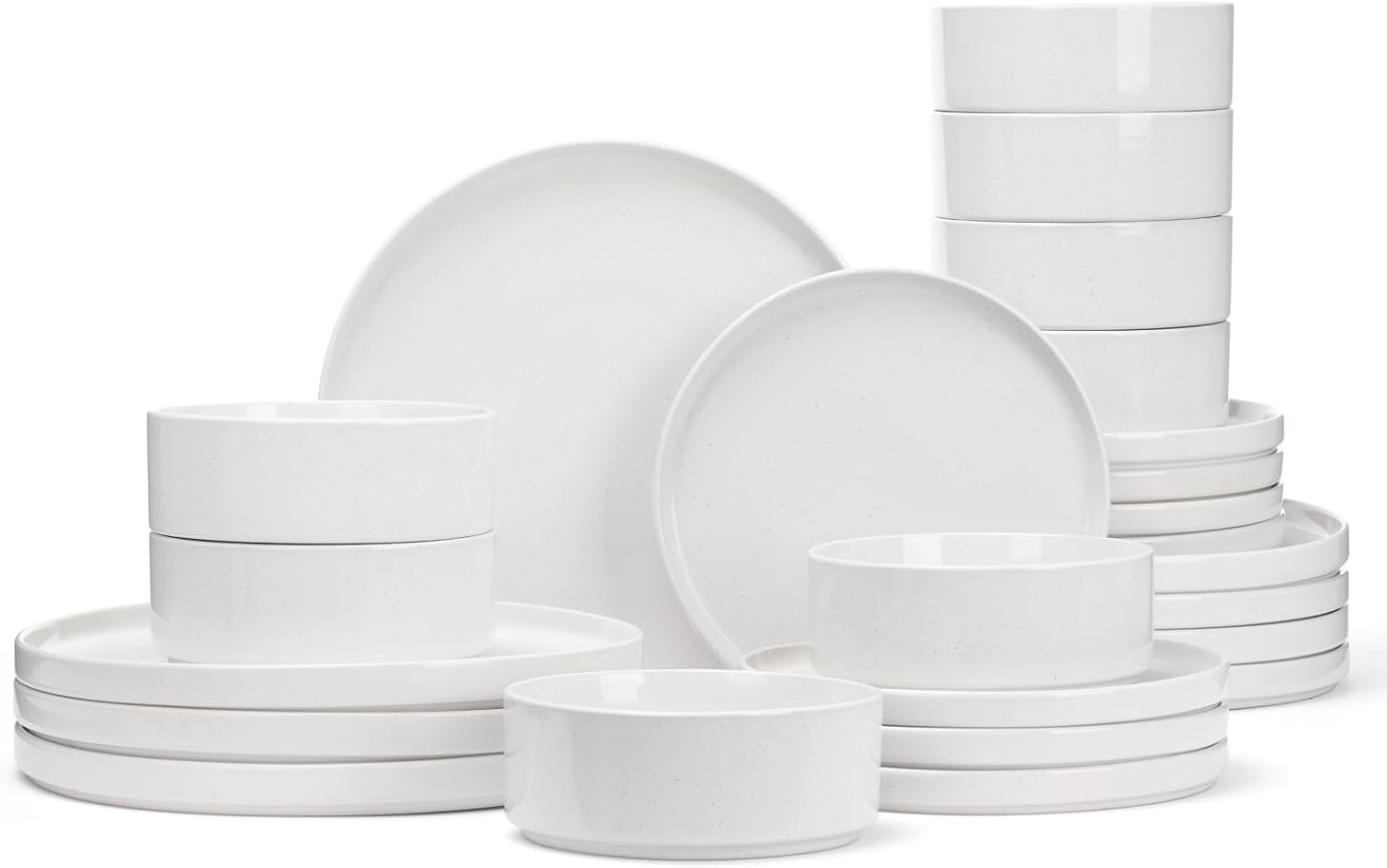 Nebula Plates and Bowls Set, 12 Pieces Dinnerware Sets, Dishes Set for 4, White