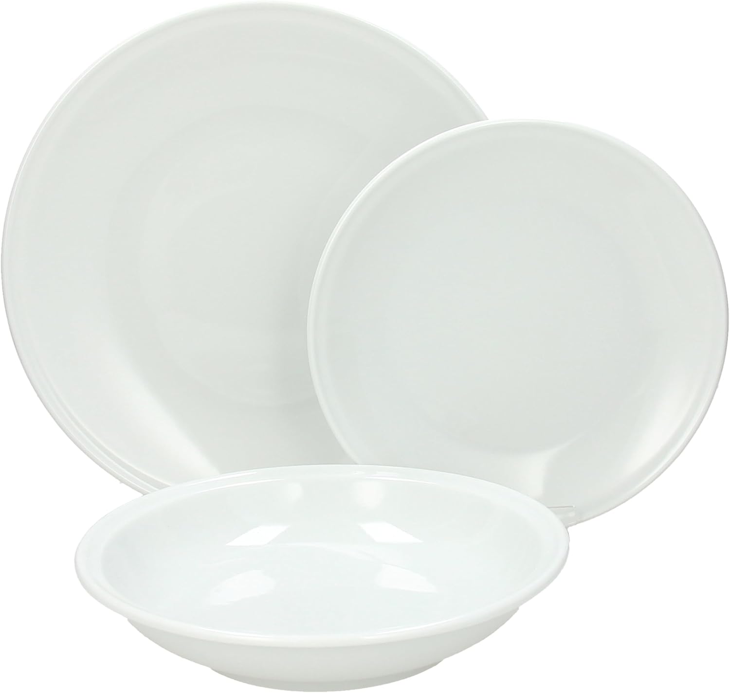 Blanc 18-Piece Plate Set for 6 People, Porcelain, White, Made in Italy