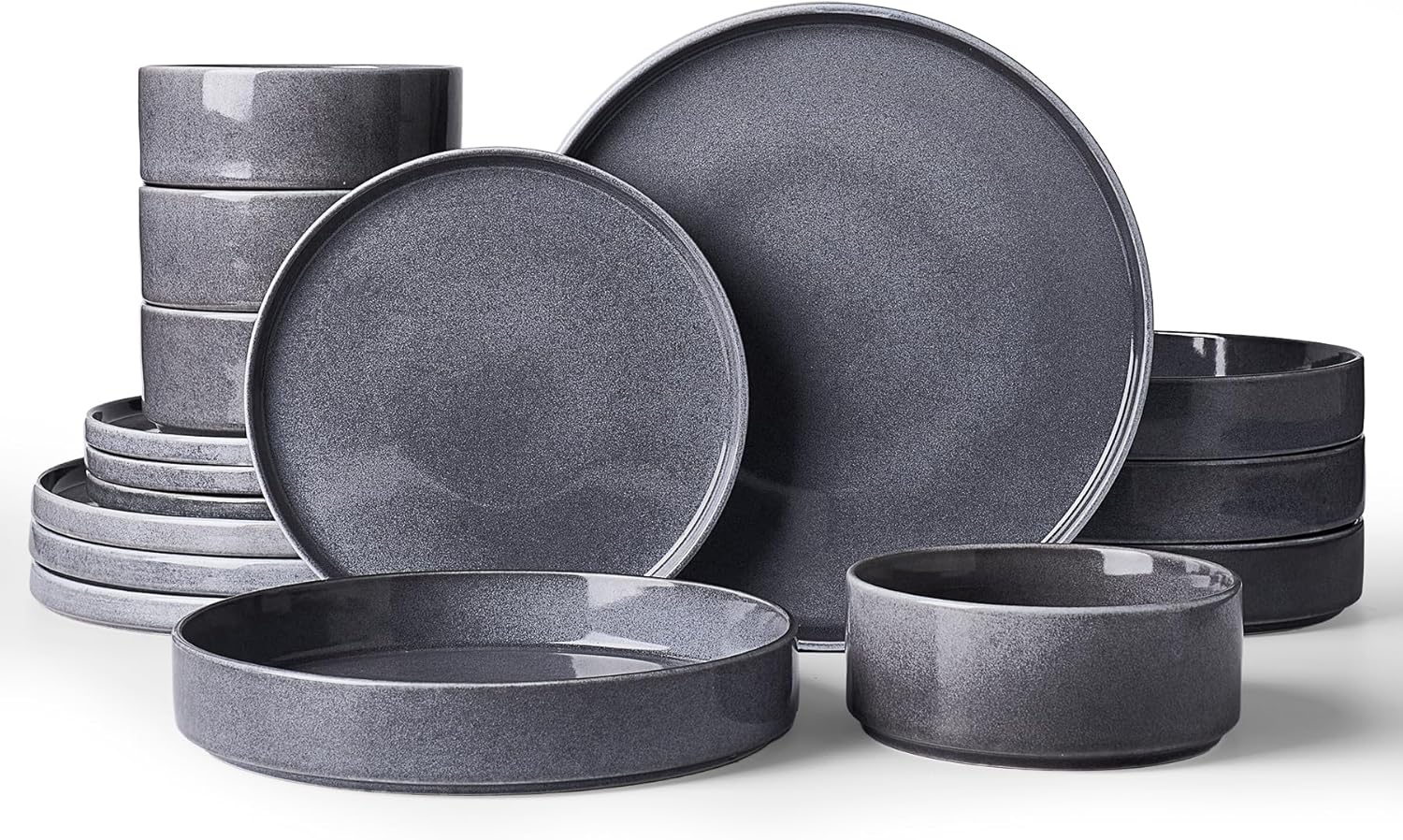 Nebula Plates and Bowls Set, 12 Pieces Dinnerware Sets, Dishes Set for 4, White