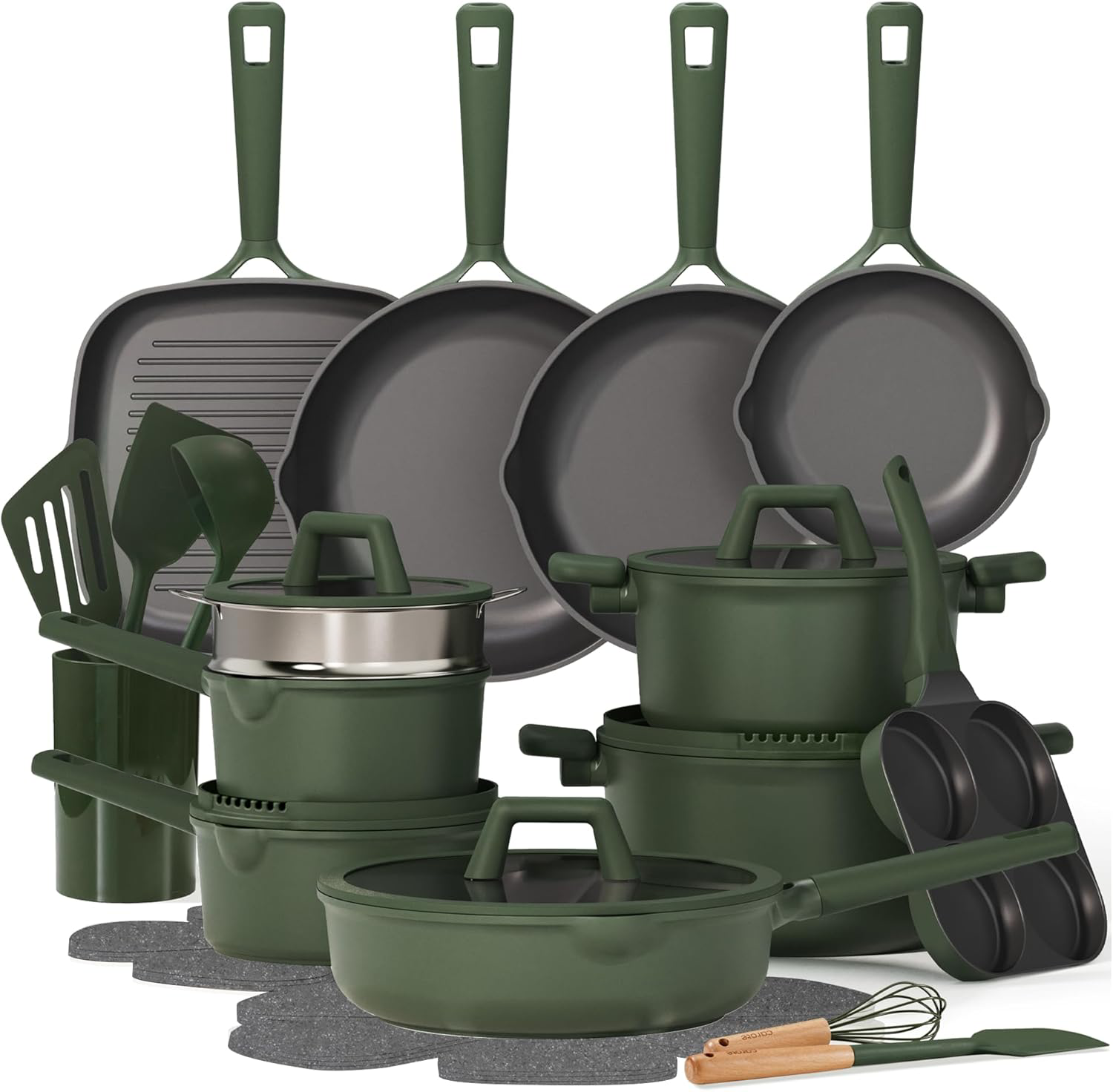 31PCS Pots and Pans Set, Nonstick Cookware Set Kitchen Non Stick Induction Titanium Cookware Non-toxic Granite Cooking set, PFOA Free