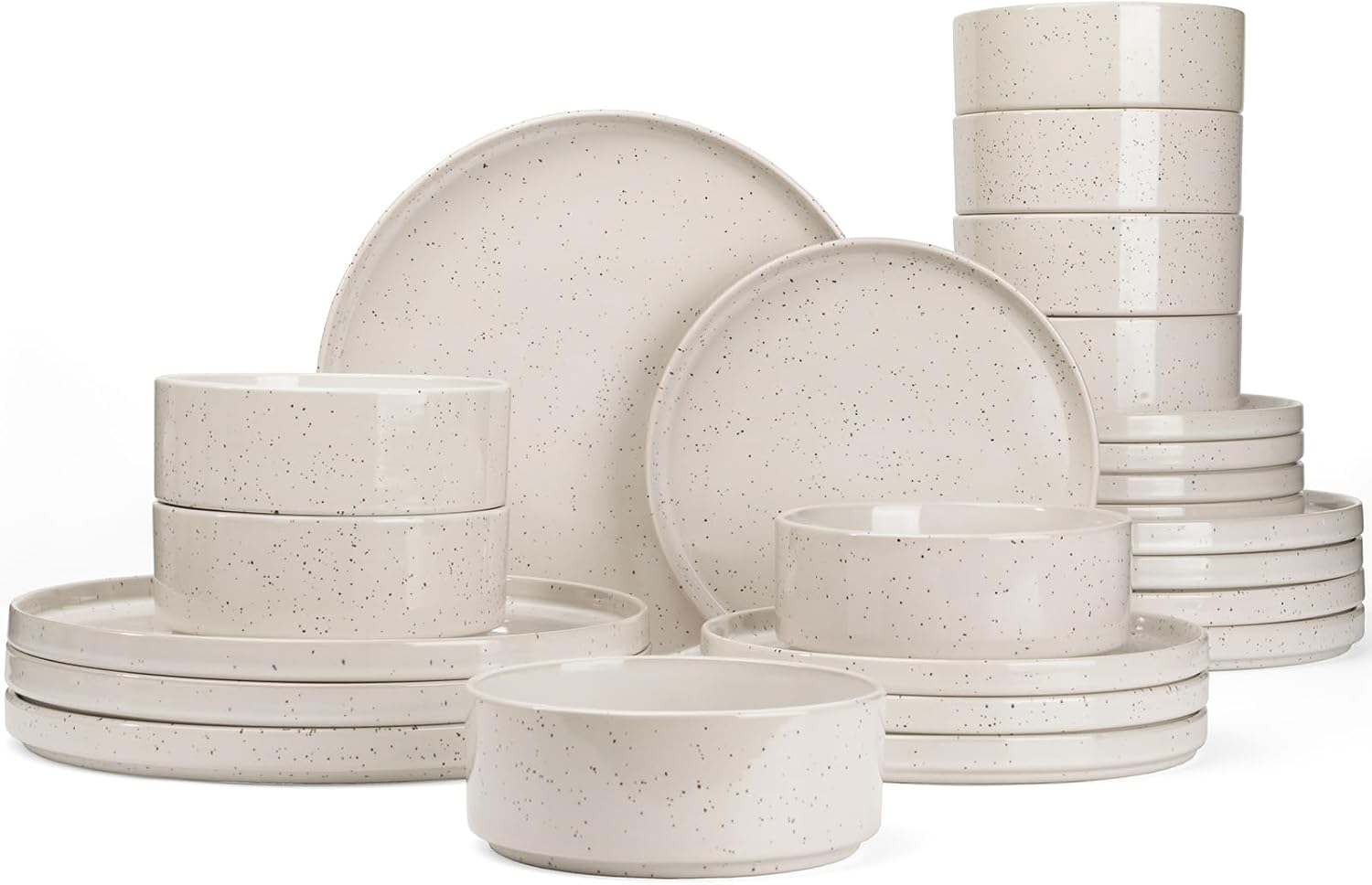 Nebula Plates and Bowls Set, 12 Pieces Dinnerware Sets, Dishes Set for 4, White