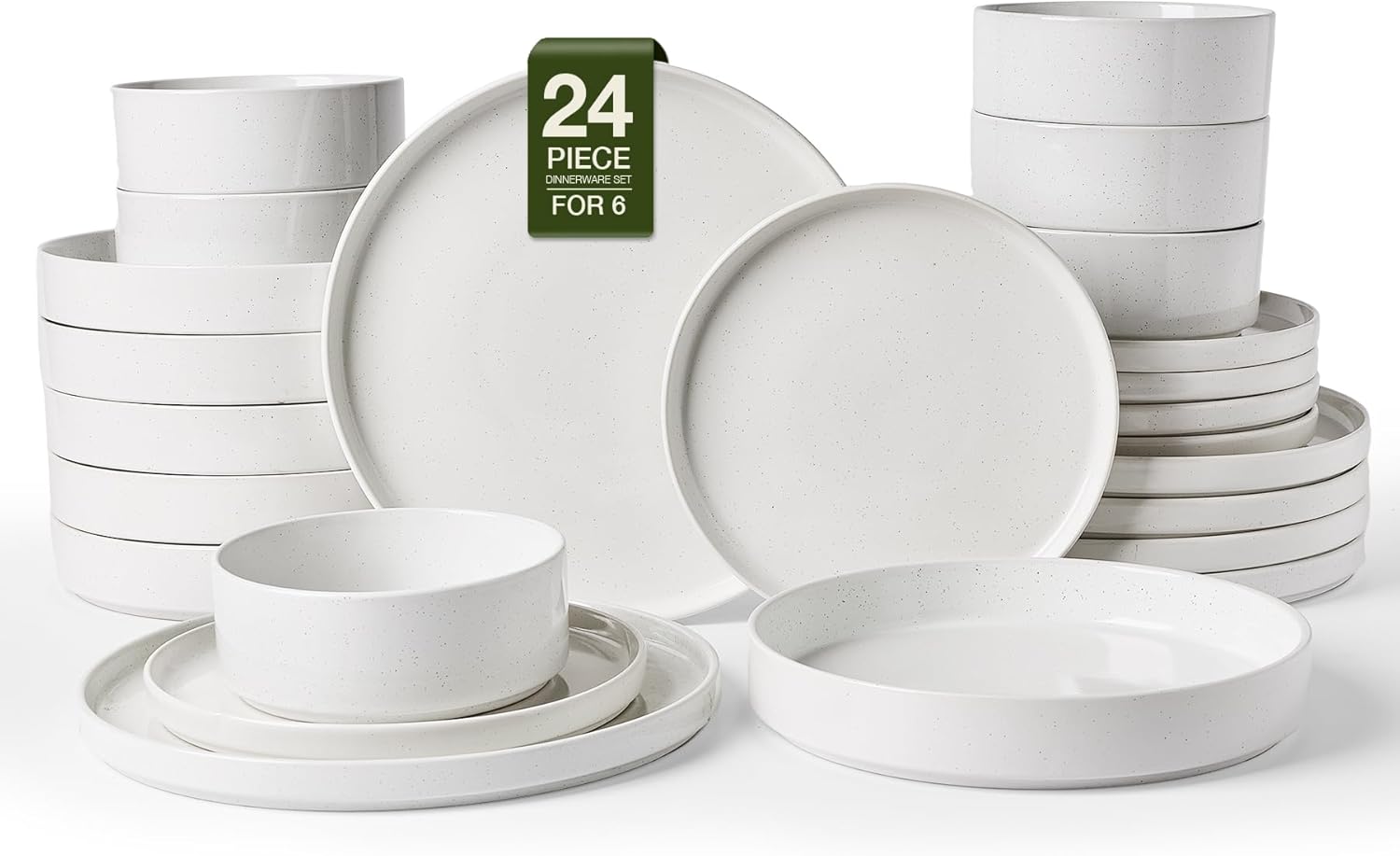 Nebula Plates and Bowls Set, 12 Pieces Dinnerware Sets, Dishes Set for 4, White