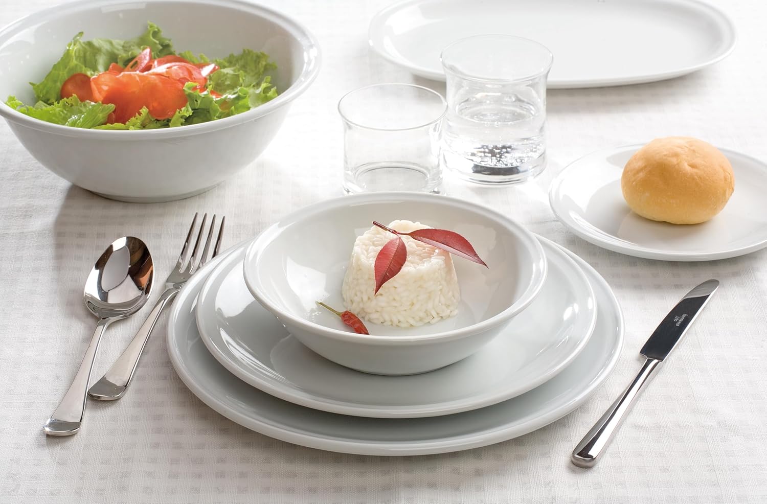 Blanc 18-Piece Plate Set for 6 People, Porcelain, White, Made in Italy