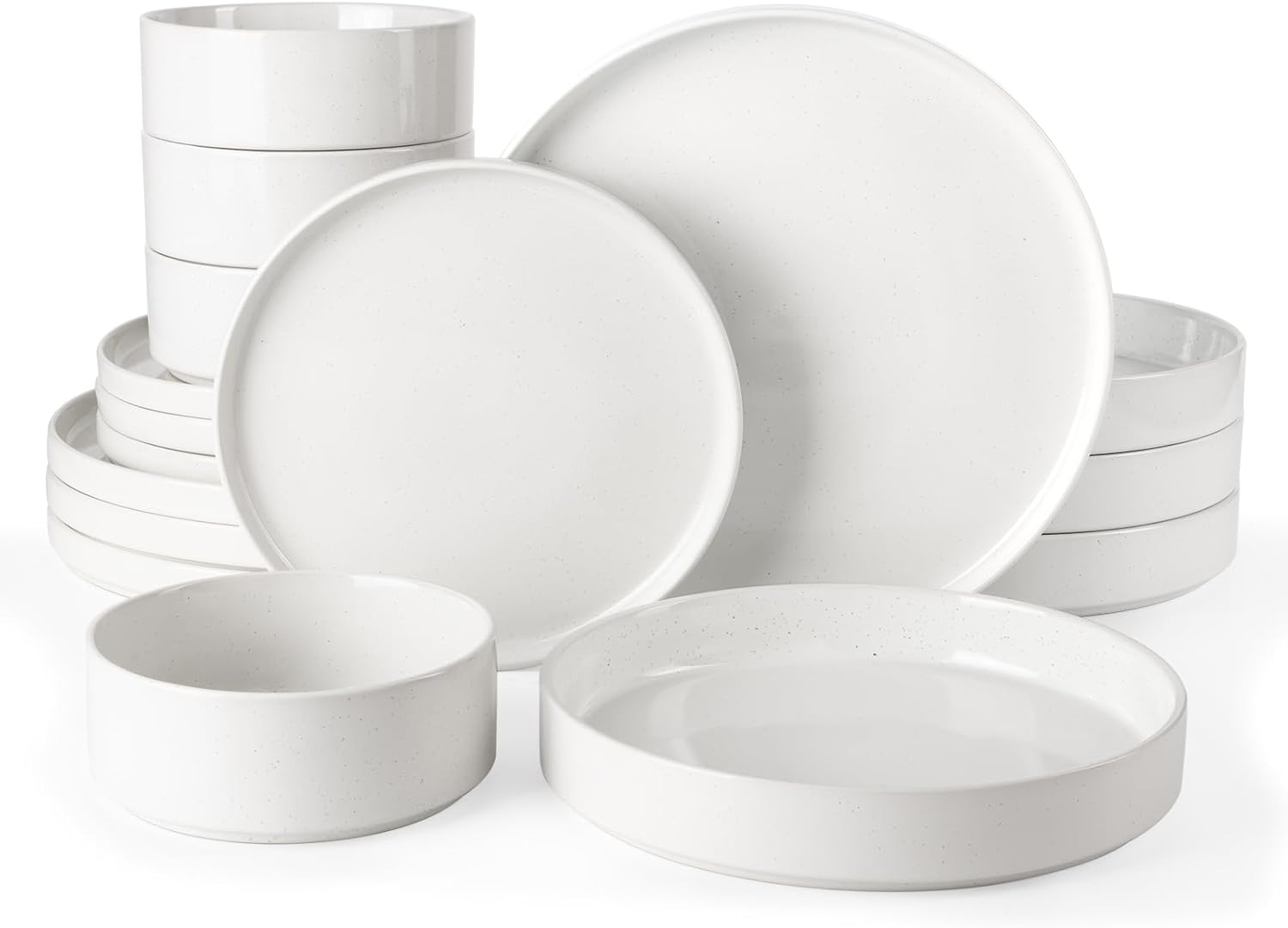 Nebula Plates and Bowls Set, 12 Pieces Dinnerware Sets, Dishes Set for 4, White
