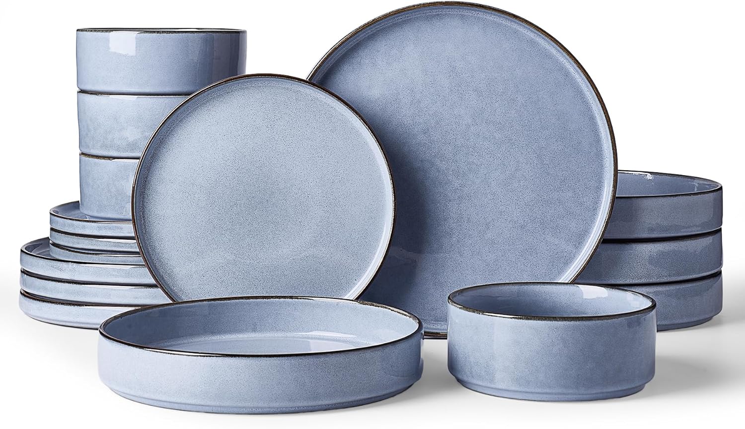 Nebula Plates and Bowls Set, 12 Pieces Dinnerware Sets, Dishes Set for 4, White