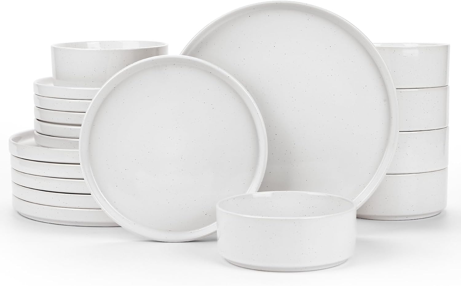 Nebula Plates and Bowls Set, 12 Pieces Dinnerware Sets, Dishes Set for 4, White