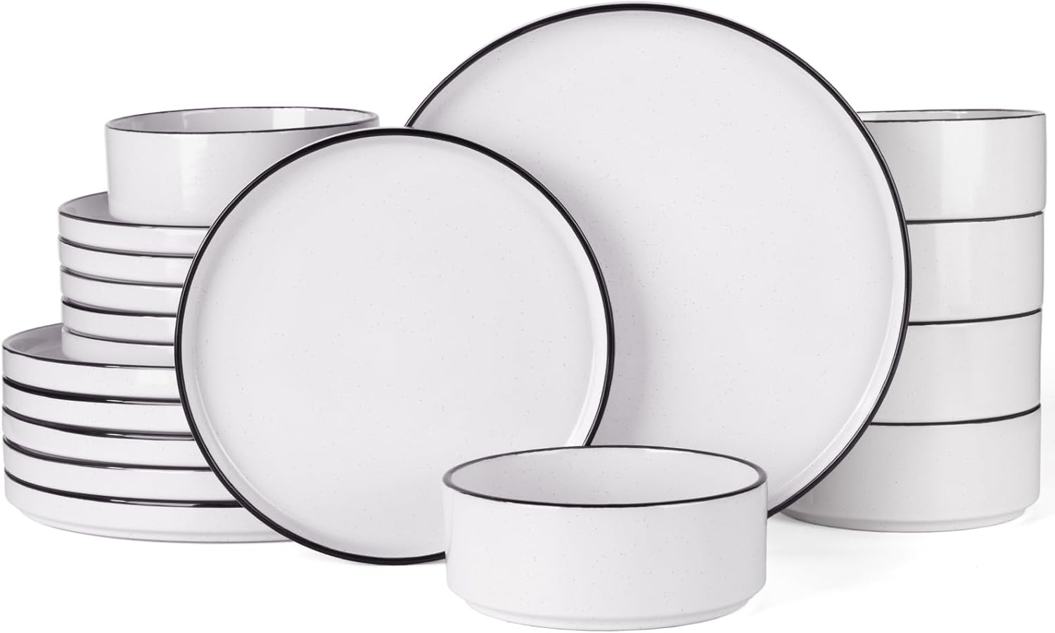 Nebula Plates and Bowls Set, 12 Pieces Dinnerware Sets, Dishes Set for 4, White