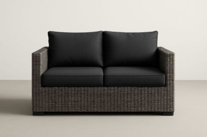 Divano a Due Posti in Rattan Sintetico Grigio Antracite-Dwellhabito