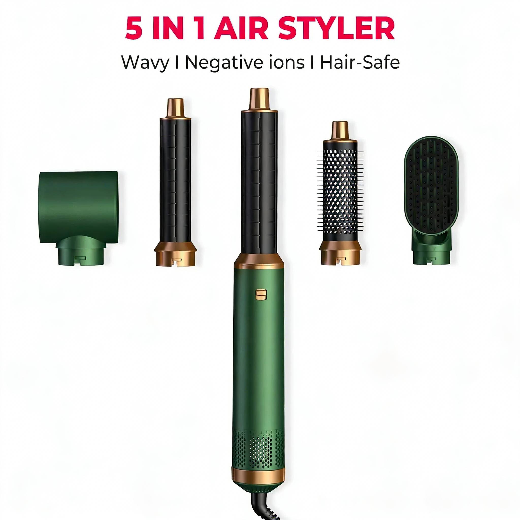 5-in-1 High-Speed Hot Air Hair Styler Ionic Technology 3 Heat/Cool Settings Fast Drying Lightweight