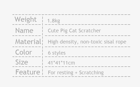 Cute Pig Cat Bed Round Scratching Pad Grinding Claws Pet Nest