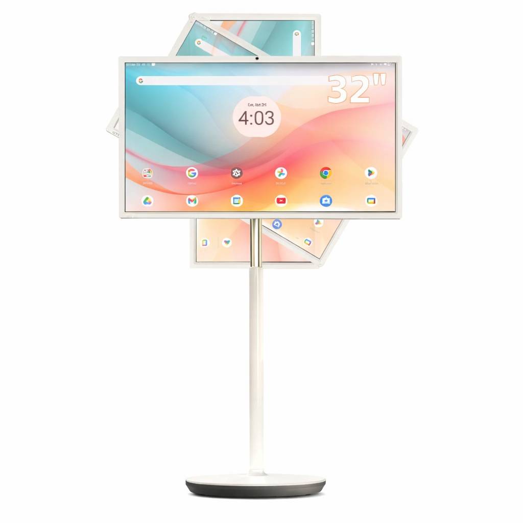 25" Portable Smart TV on Wheels with Touchscreen