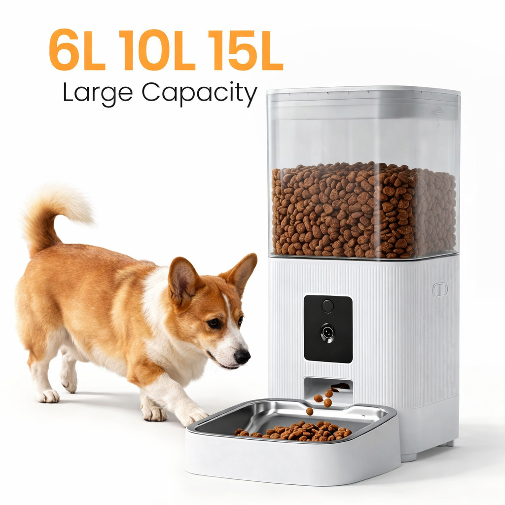 Smart Pet Feeder with Camera & Audio 6L,5G WiFi APP Control,Dual Power for Dogs