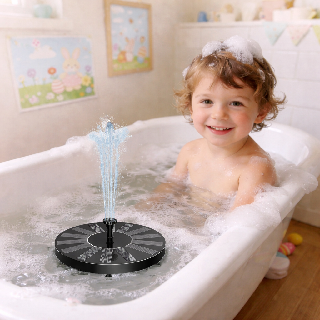 Solar Fountain with 6 Nozzles – Solar Powered, Rechargeable Battery, LED Option