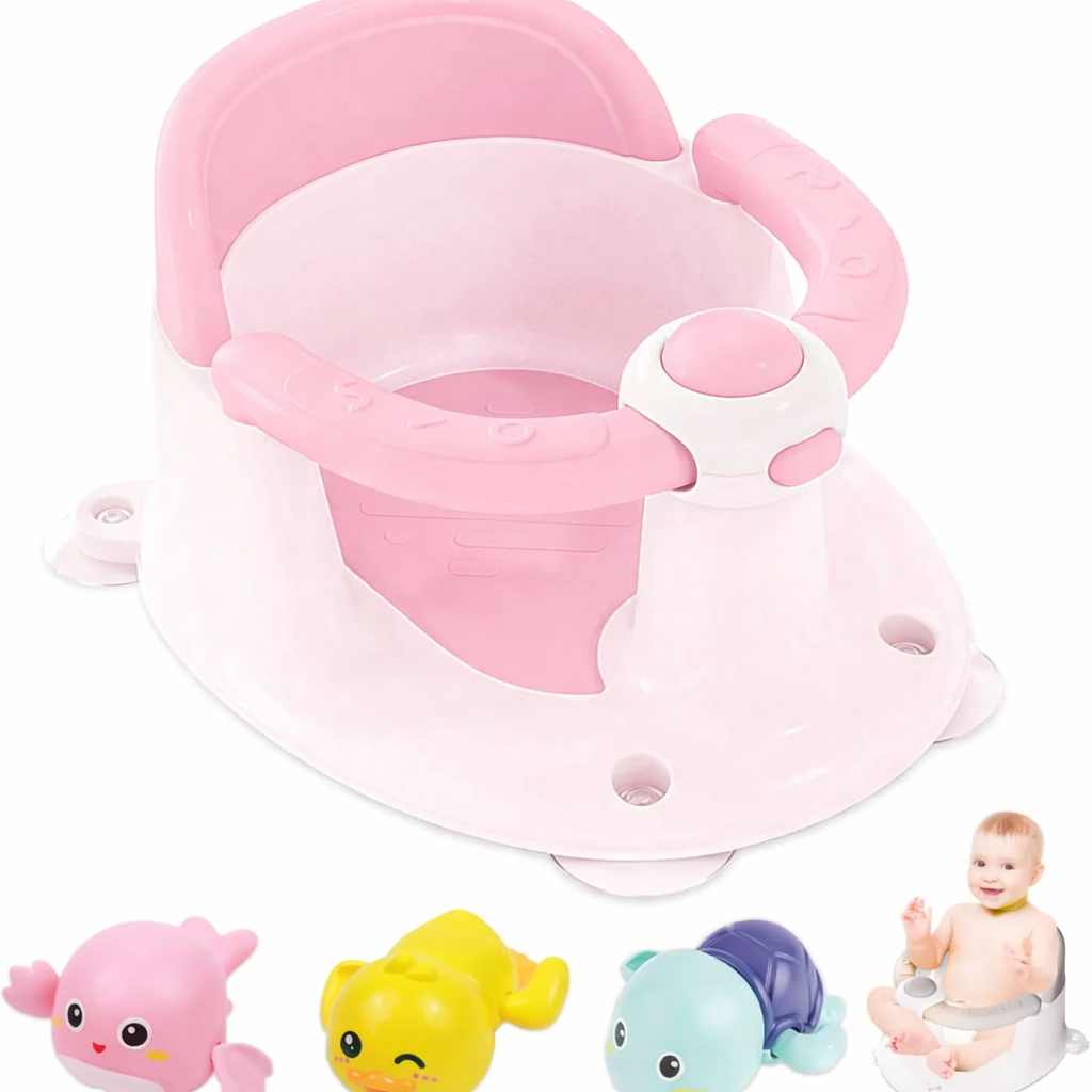 Baby Bath Seat for Babies 6 Months & Up, Non-Slip Infant Toddler Baby Bathtub Bath Seat for Sitting Up, Baby Tub Seat with Suction Cups for Shower (Grey)