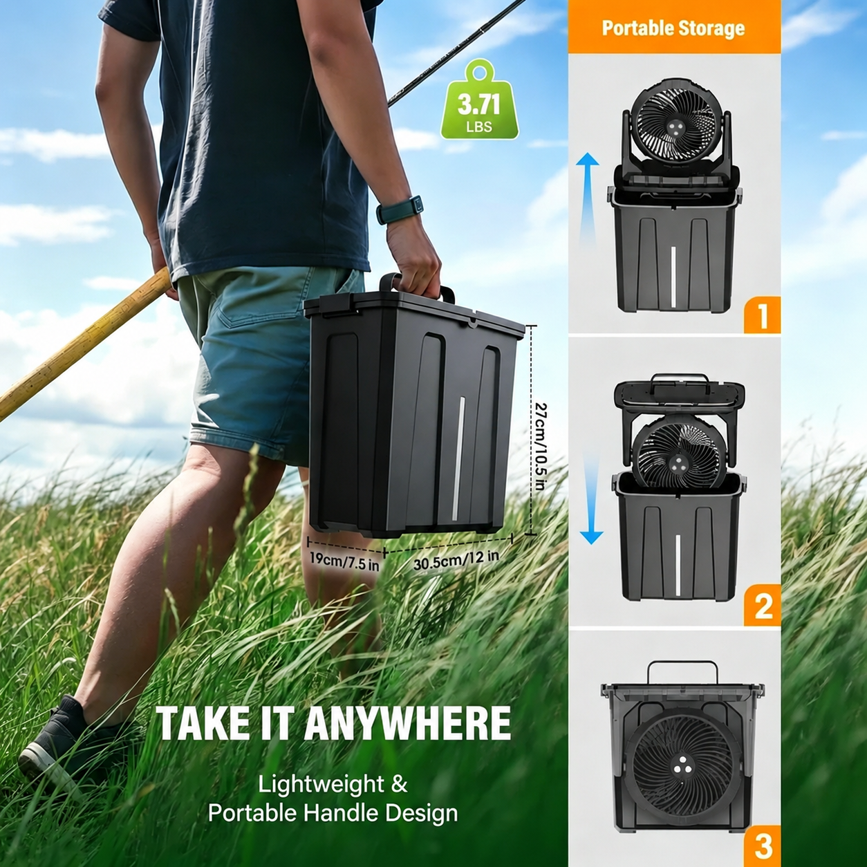 Portable Rechargeable Misting Fan with 9L Water Tank and 3 Speeds