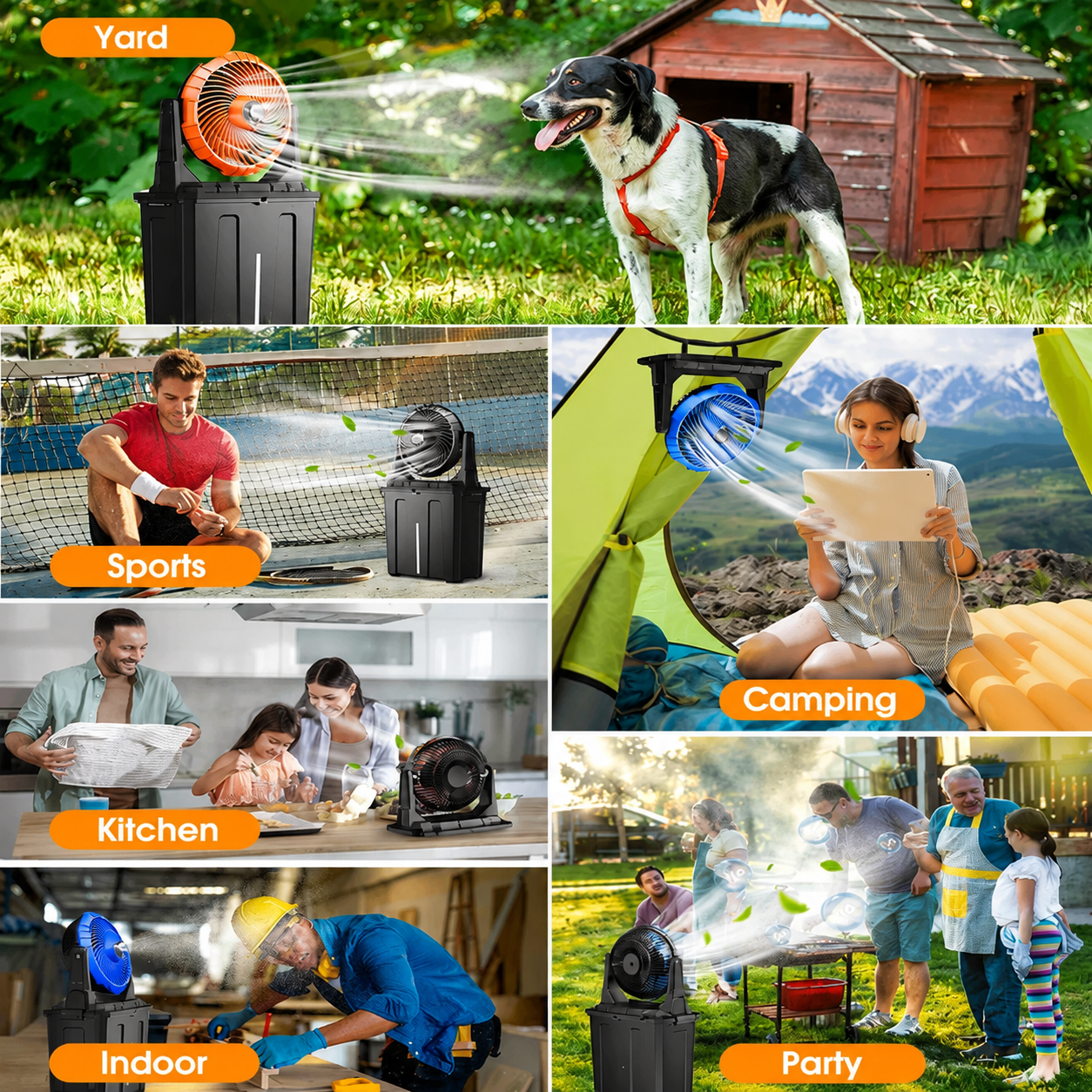 Portable Rechargeable Misting Fan with 9L Water Tank
