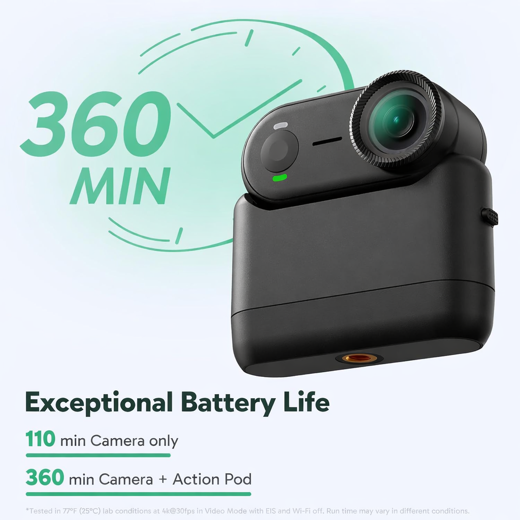 4K Thumb Action Camera - Ultra-Light Tiny Body Camera, 360-Min Long Battery Life, EIS Stabilization, 3m Waterproof Hands-Free POV Camera Vlog Camera for Travel, Pets, Sports (64GB)