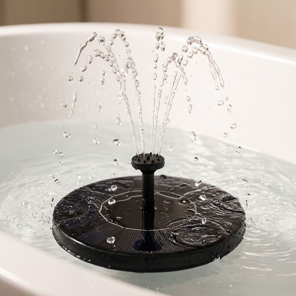 Solar Fountain with 6 Nozzles – Solar Powered, Rechargeable Battery, LED Option