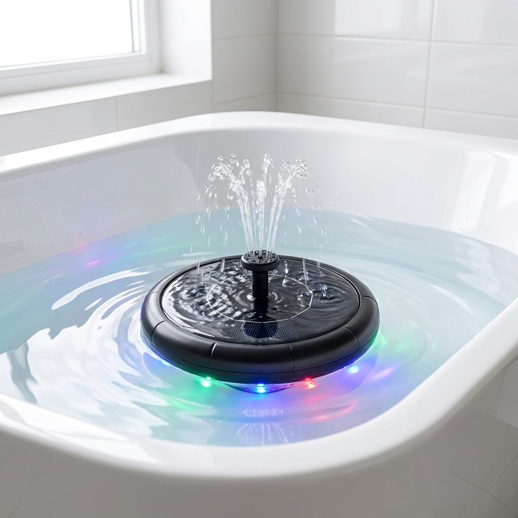 Solar Fountain with 6 Nozzles – Solar Powered, Rechargeable Battery, LED Option