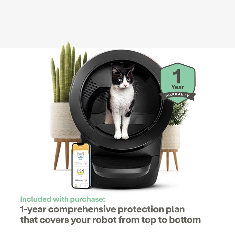 Self-Cleaning Cat Litter Box With Accessories Black White