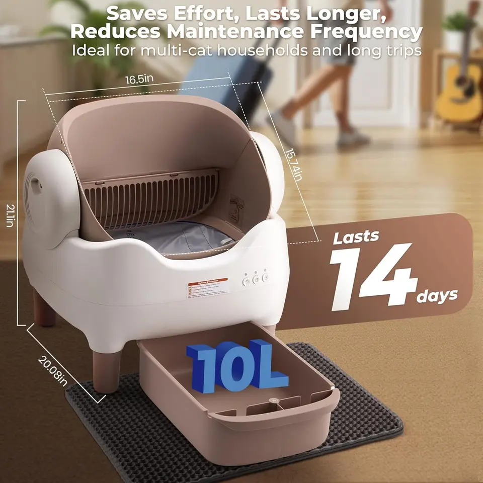 Automatic Self Cleaning Cat Litter Box Intelligent Cat Litter Pan Open-Top Design Odorless APP Control Cat Sand Box Tray