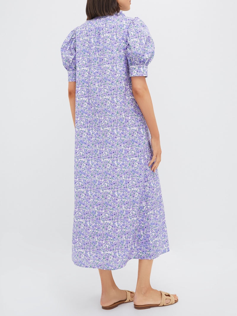 Puff Sleeve Floral Midi Dress