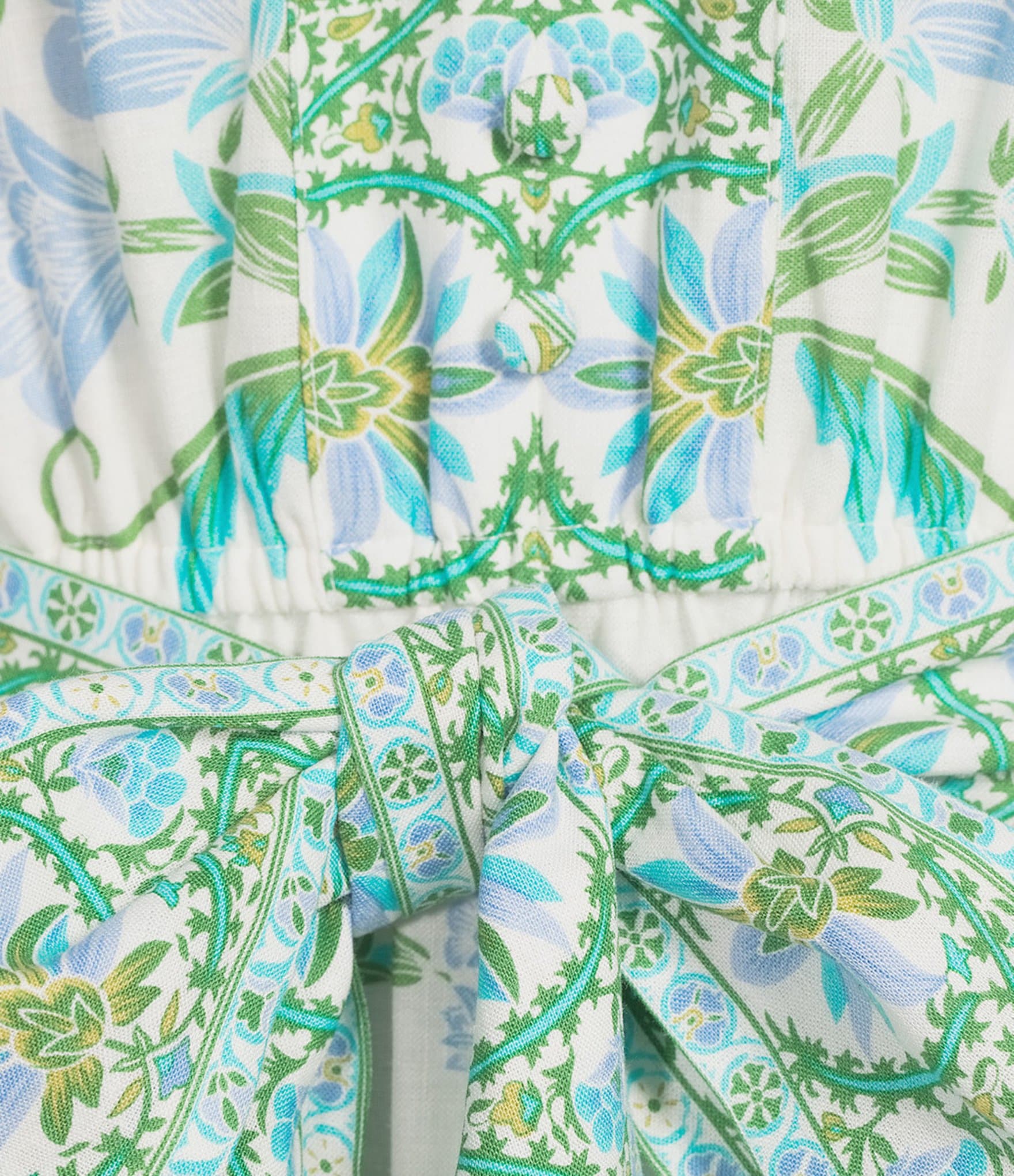 Woven Floral Print Bubble Sleeve Dress