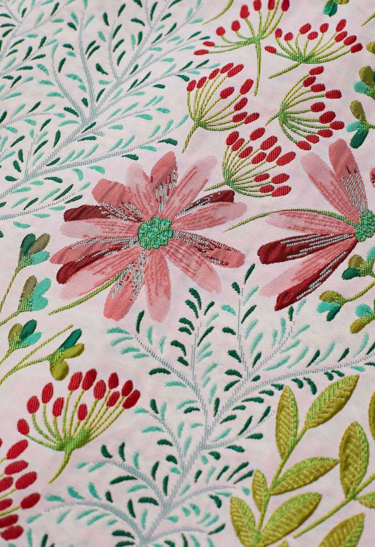 Cheerful Daisy Field Jacquard Pleated Midi Skirt