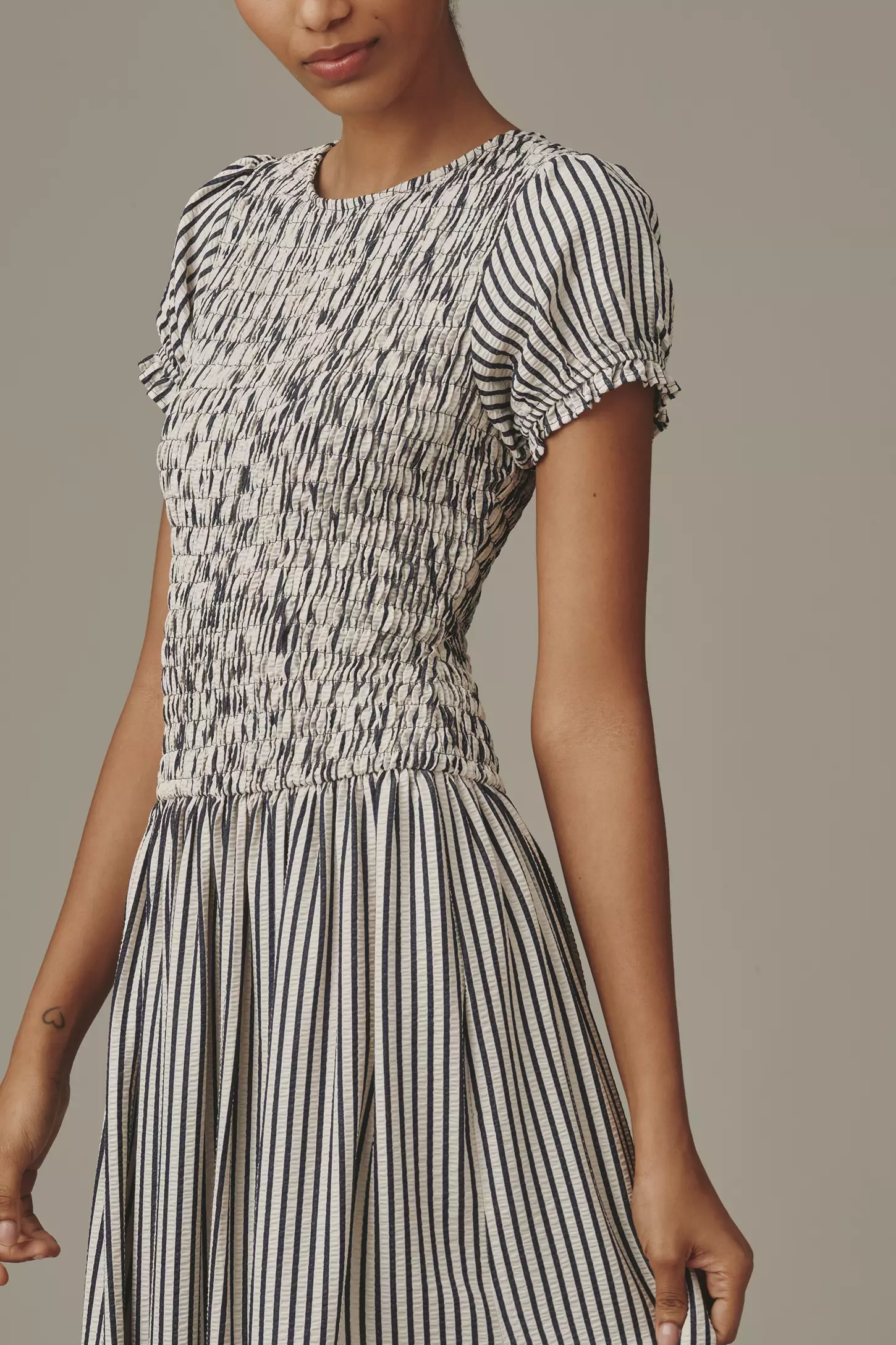 Smocked Short Sleeve Maxi Dress