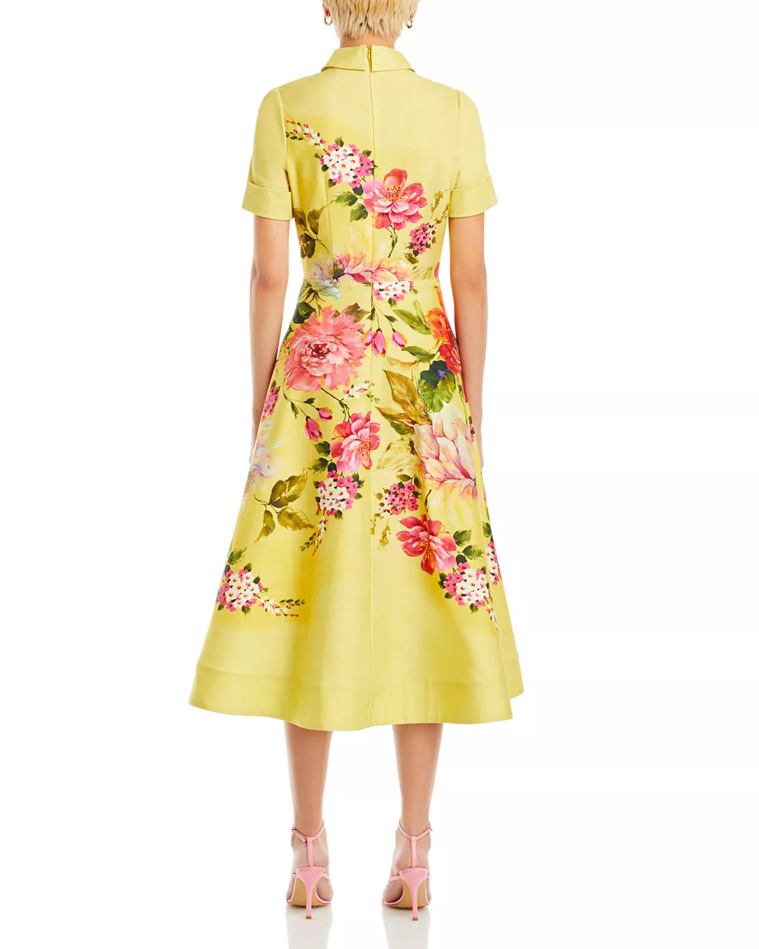 Bold Floral Print Shirt Midi Dress